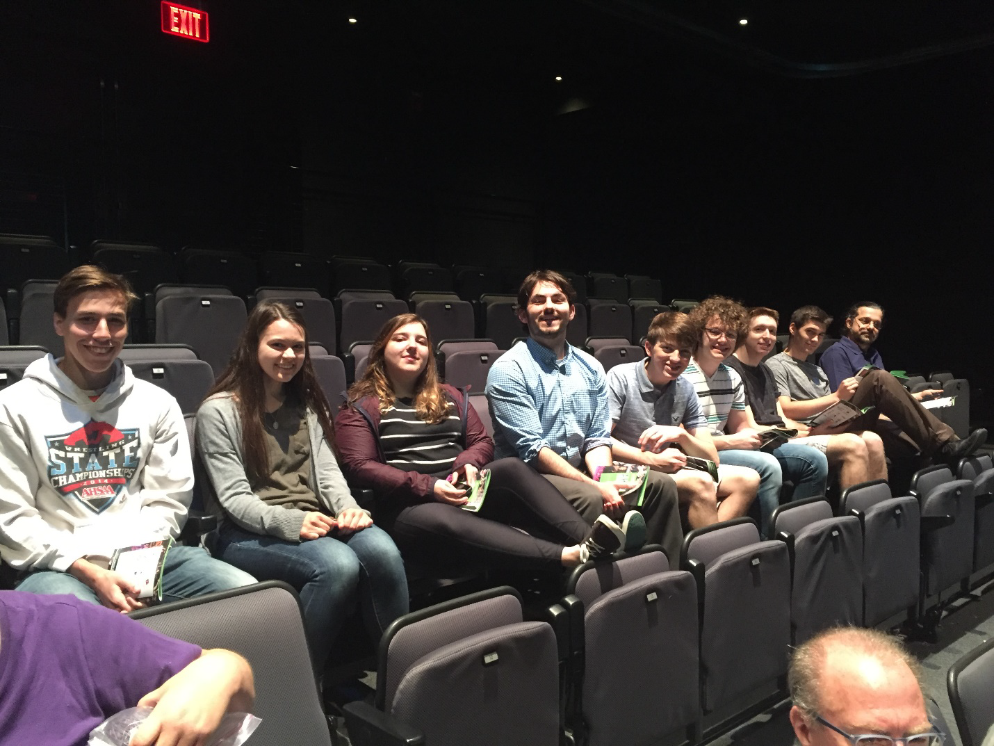 Students await Dr. Levin's talk at the AHA! Festival.