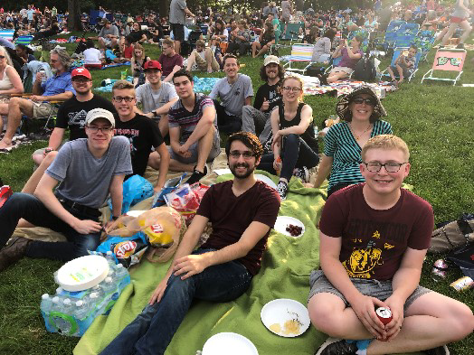 the 2019 REU cohort enjoys a screening of Harry Potter with a Cleveland Orchestra Concert at Blossom Music Center