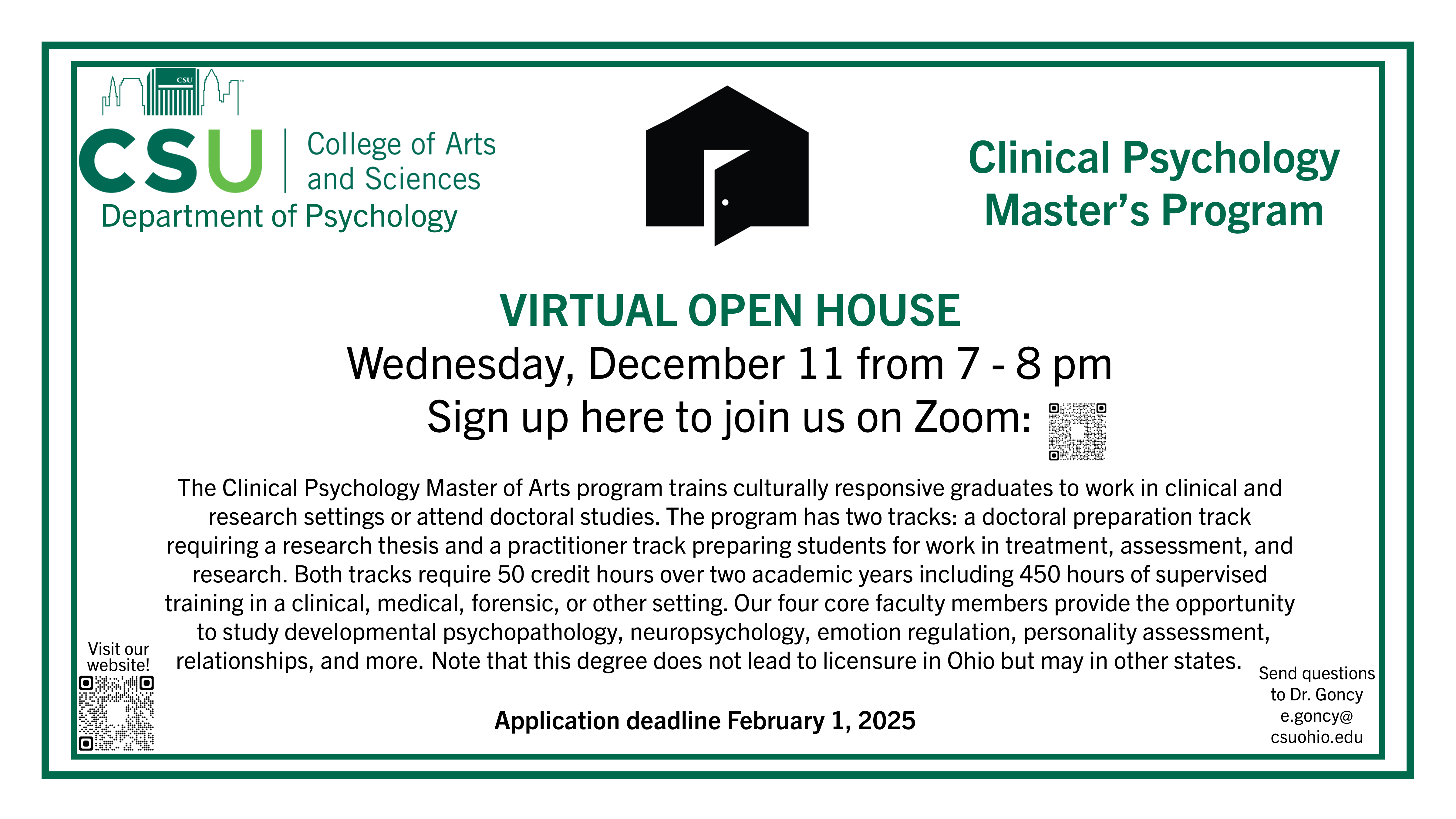 Psychology Digital Open House Clinical Masters December 11, 2024