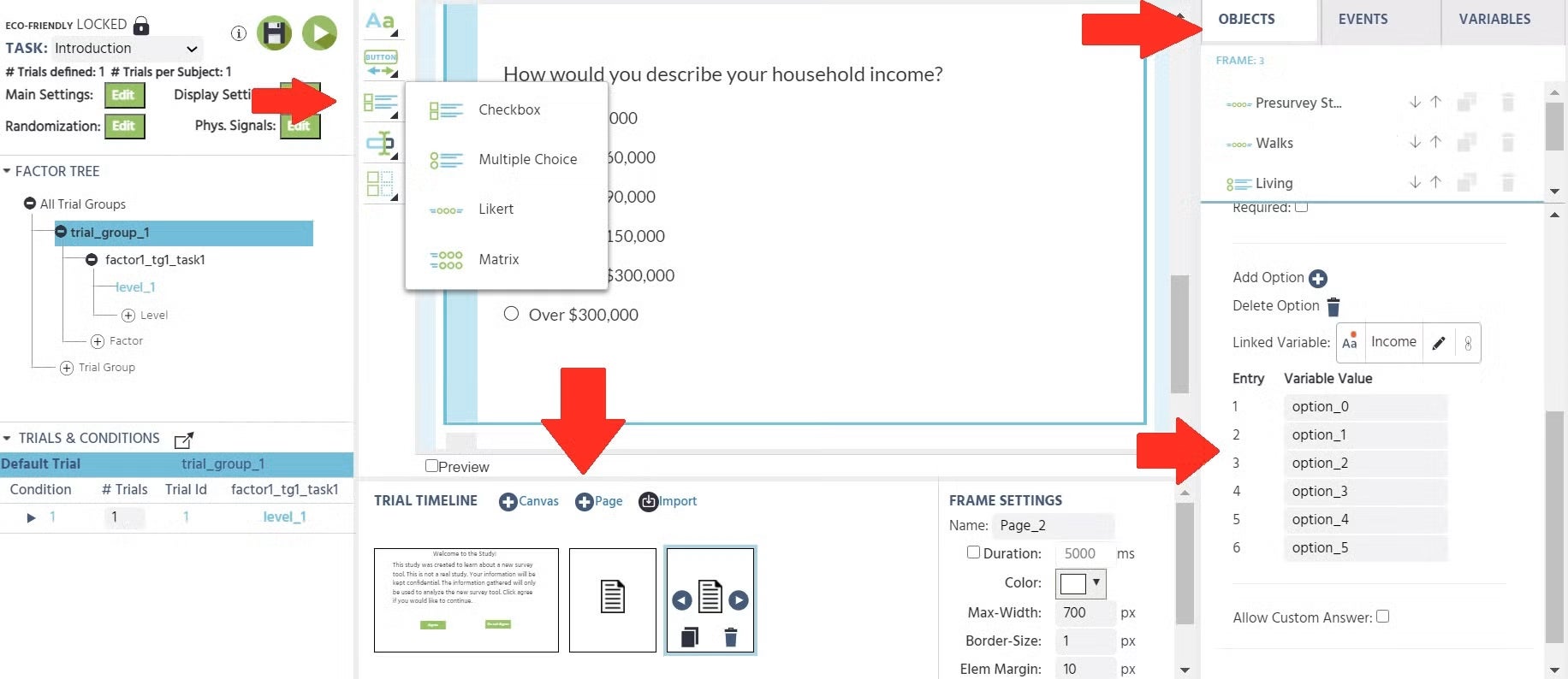Creating Questions page screenshot