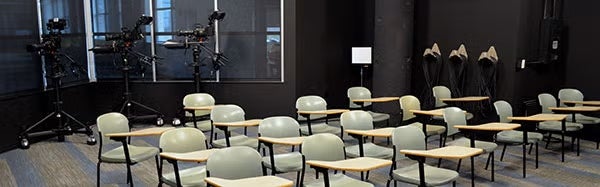 Chairs set up in a room