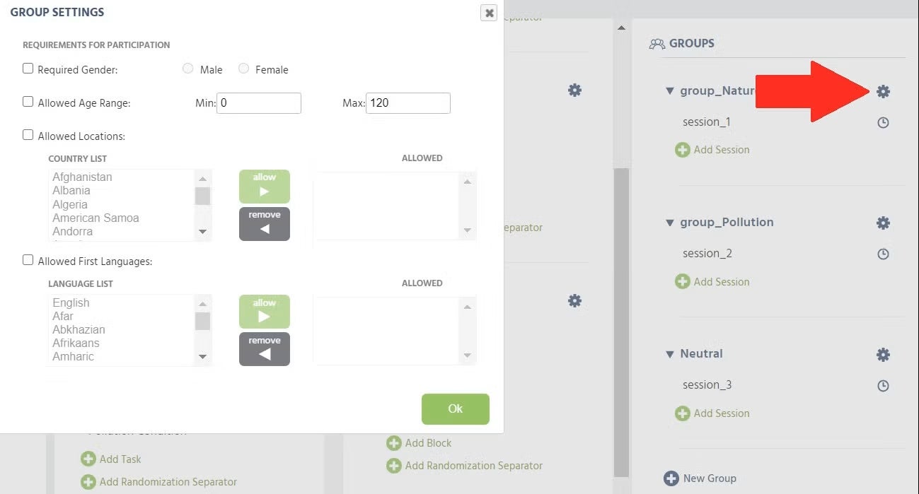 Group Settings page screenshot