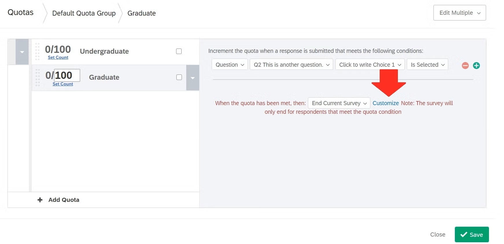 Quota page screenshot