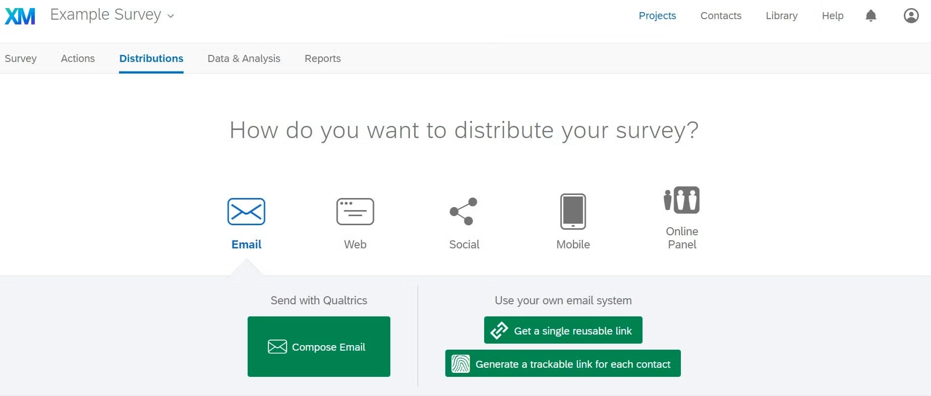Survey Distribution page screenshot