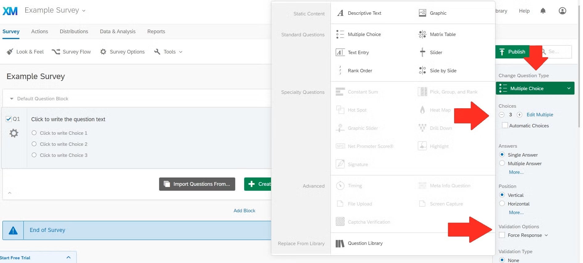Survey Questions page screenshot