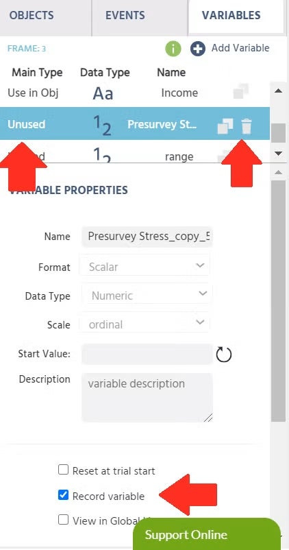 Variable Properties page screenshot