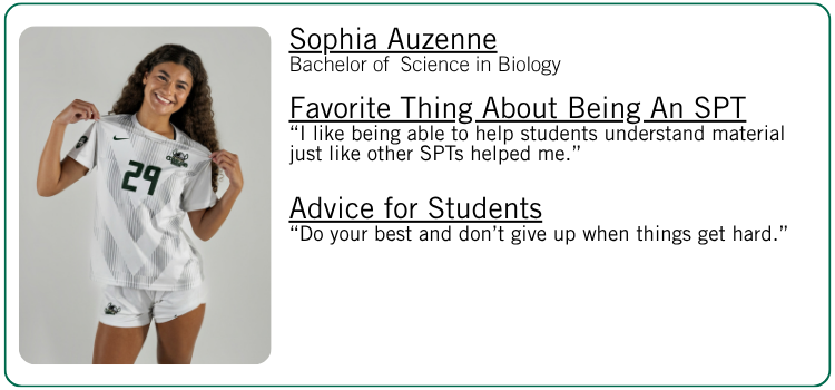 Sophia Auzeene's favorite thing about being an SPT and advice for students.
