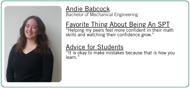 Andie Babcock's favorite thing about being an SPT and advice for students.