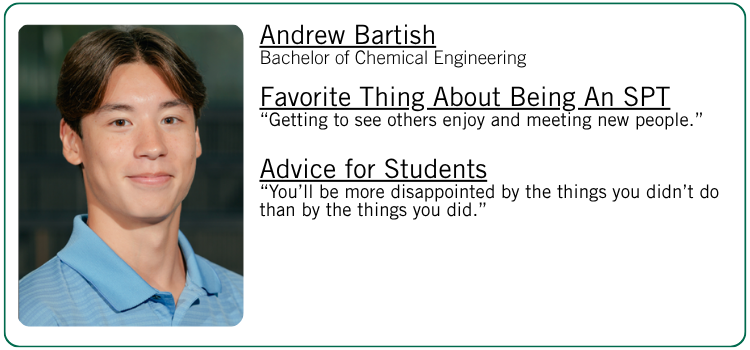 Andrew Bartish's favorite thing about being an SPT and advice for students.