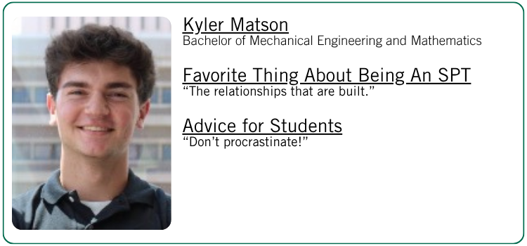 Kyler Matson's favorite thing about being an SPT and student advice. 