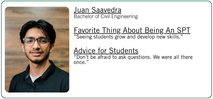 Juan Saavedra's favorite thing about being an SPT and advice for students.