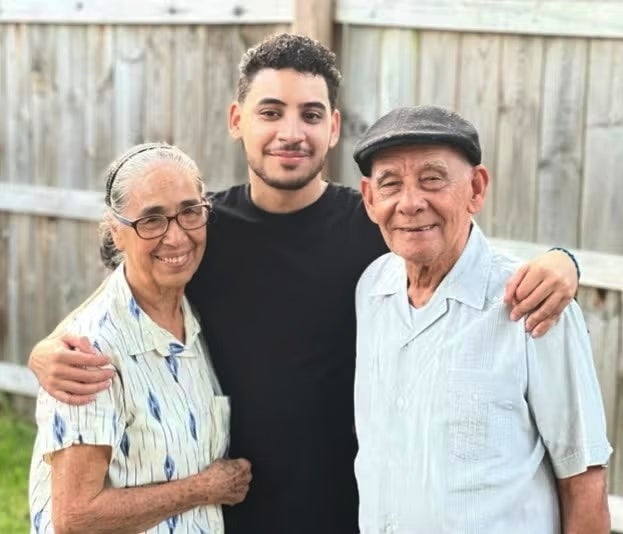 Edward Santos with Grandparents