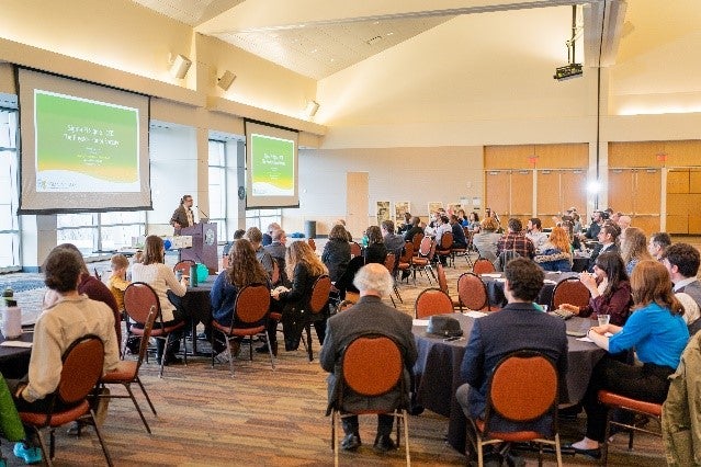 Wide shot of attendees at Spring 2023 Sigma Pi Sigma Event