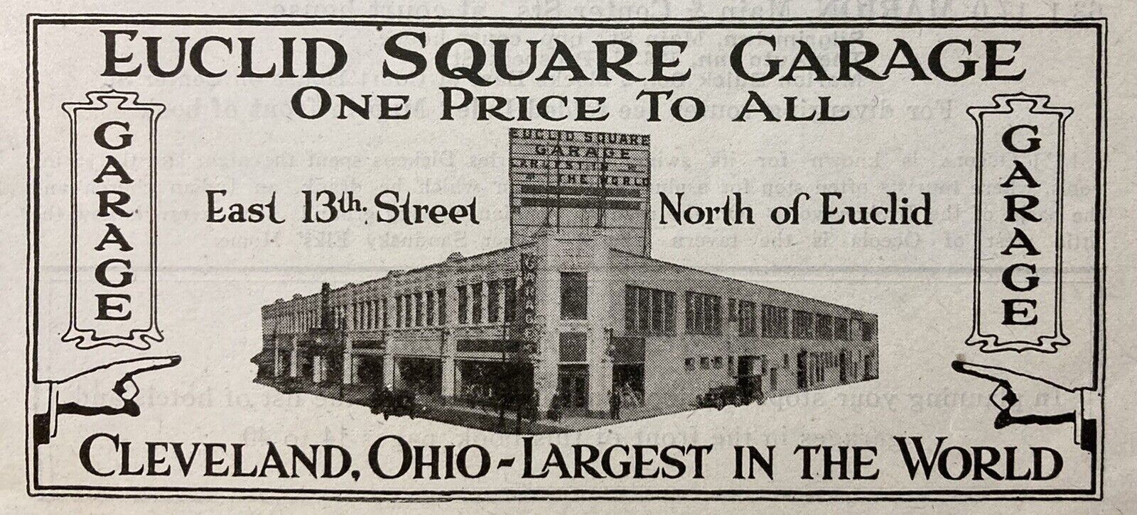 Historical ticket advertising the old parking garage 