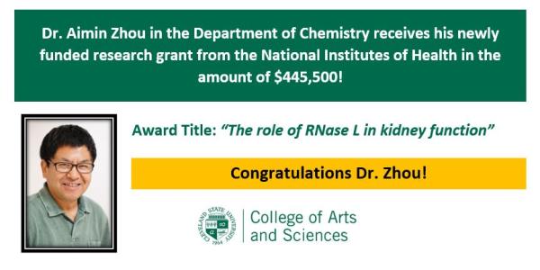 NIH Award Dr. Aimin Zhou